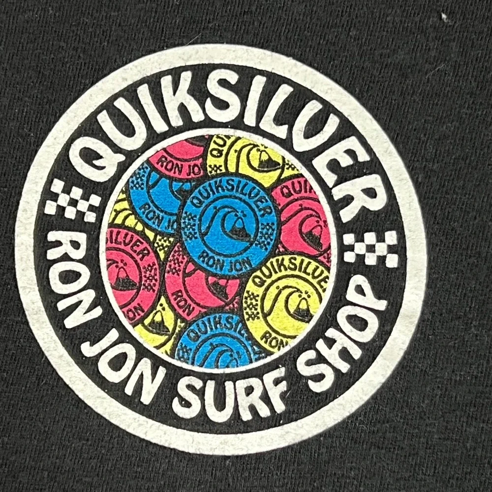 Quiksilver Ron Jon Surf Shop Long Sleeve T-Shirt Mens XL Black‎ Premium Fit Logo